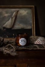 Load image into Gallery viewer, Ocean whispers soy candle with sail boat picture by mabel and meg